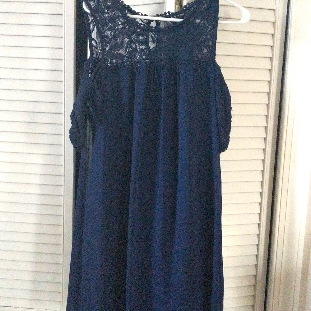 Cold Shoulder Lace and Chiffon Dress